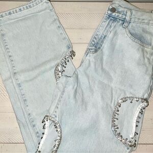 Rhinestone denim pants - Lane201 (brand)
